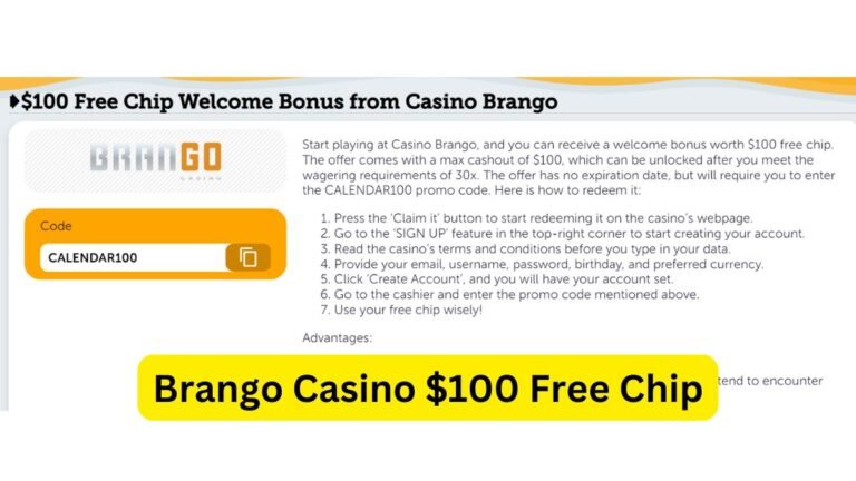 Brango Casino $100 Free Chip