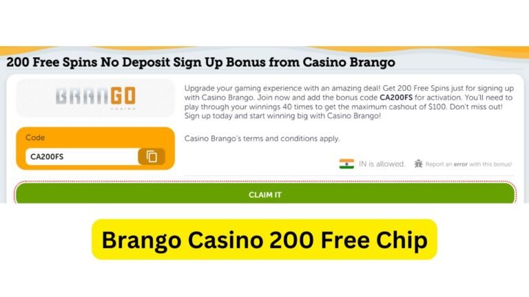 Brango Casino 200 Free Chip